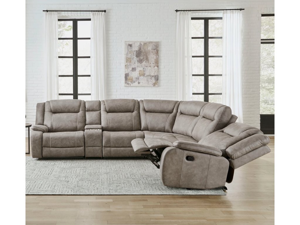 Desert Taupe 6Pc Modular Reclining Sectional With Console - image 2