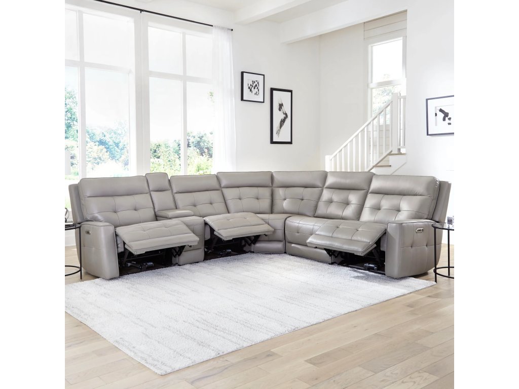 Pewter 6Pc Zero Gravity Modular Power Reclining Sectional - image 1