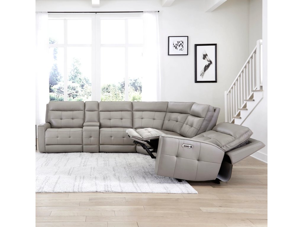 Pewter 6Pc Zero Gravity Modular Power Reclining Sectional - image 2