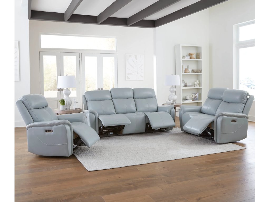 Sea Mist Grey Power Recliner W. Power Headrest - image 6