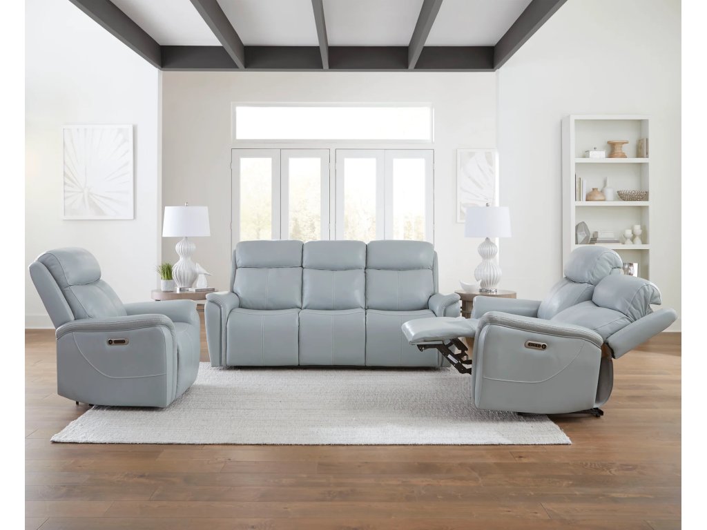 Sea Mist Grey Power Recliner W. Power Headrest - image 7