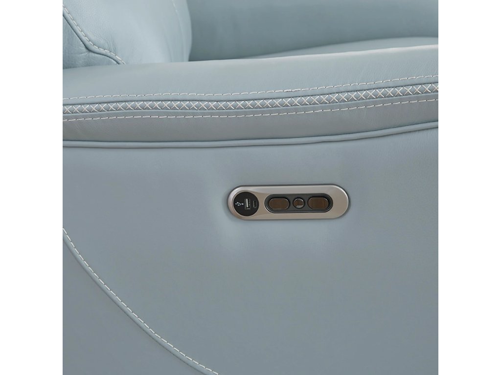 Sea Mist Grey Power Recliner W. Power Headrest - image 4