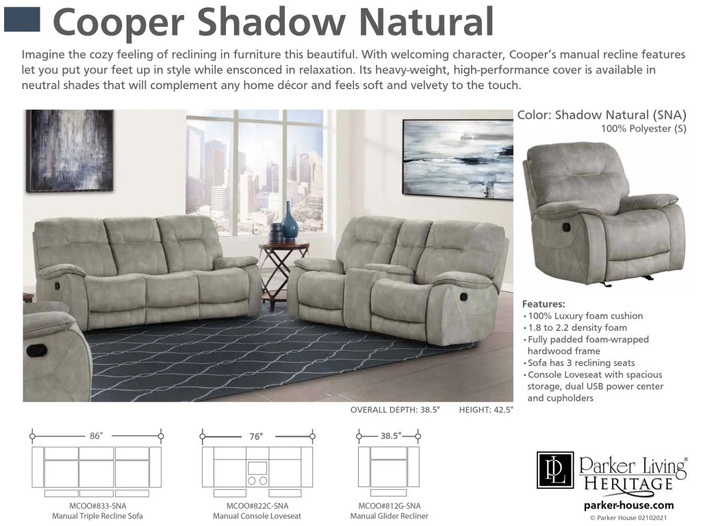 Shadow Natural Manual Console Loveseat - image 2