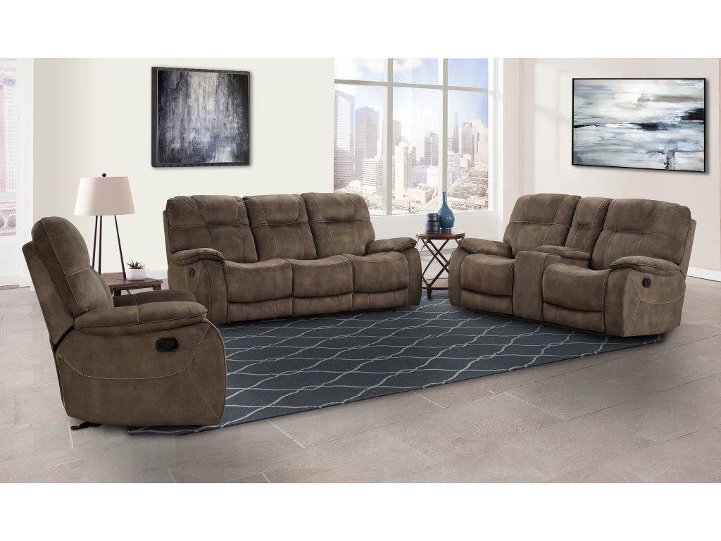 Shadow Brown Manual Triple Reclining Sofa - image 1