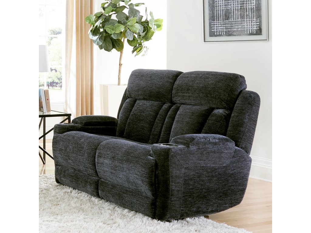 Lucky Charcoal Power Loveseat - main image