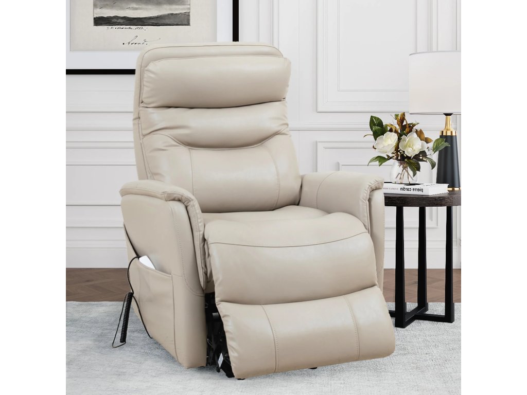 Soft Ivory Power Lift Recliner With Articulating Headrest - image 1