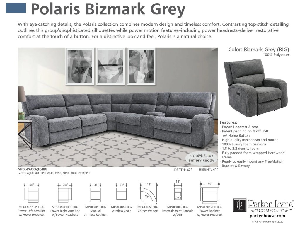 Bizmark Grey 6Pc Package A (811Lph, 810, 850, 840, 860, 811Rph) - image 2