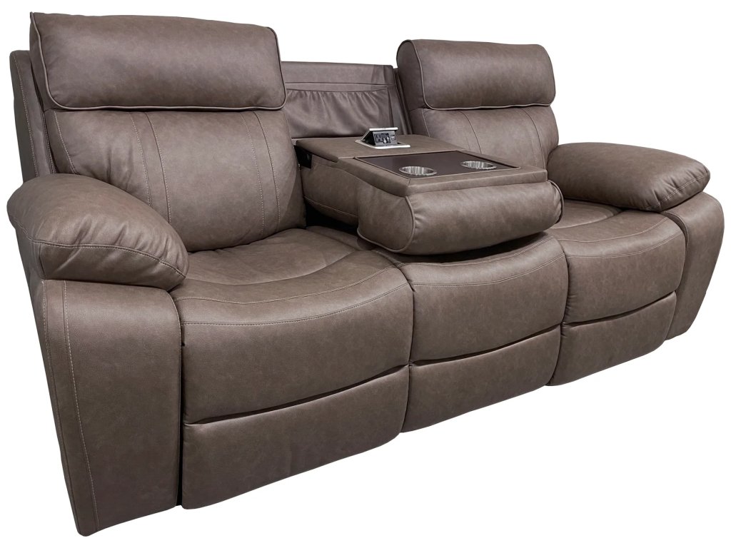 Theon Stokes Toffee Manual Sofa With Drop Down Table - image 2