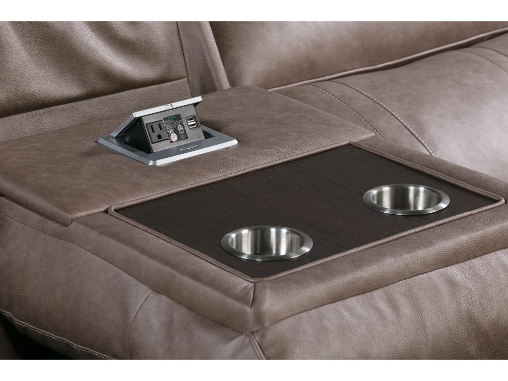 Theon Stokes Toffee Manual Sofa With Drop Down Table - image 5
