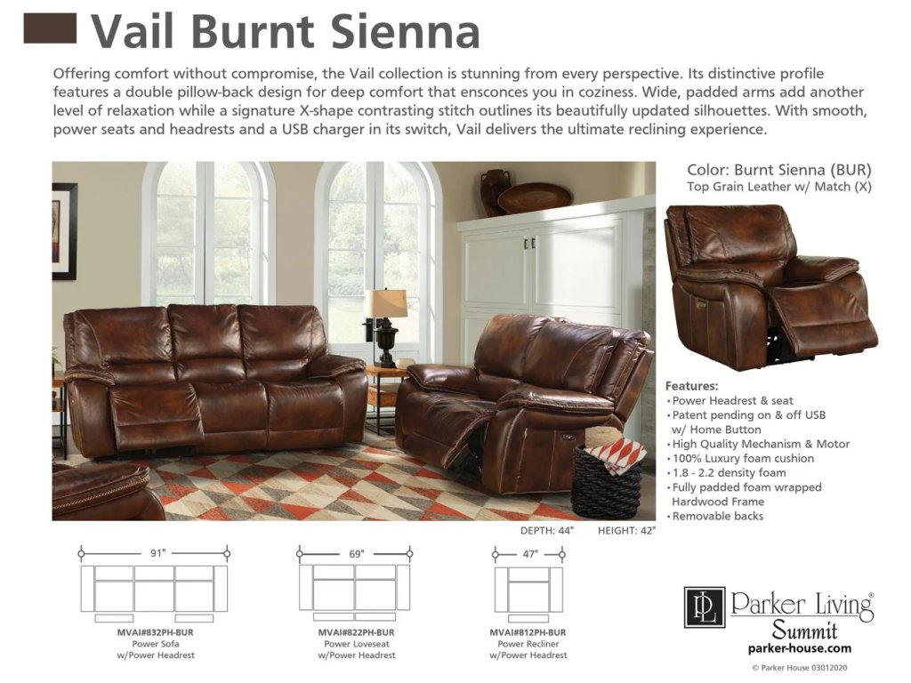 Vail Burnt Sienna Power Sofa Group - image 5