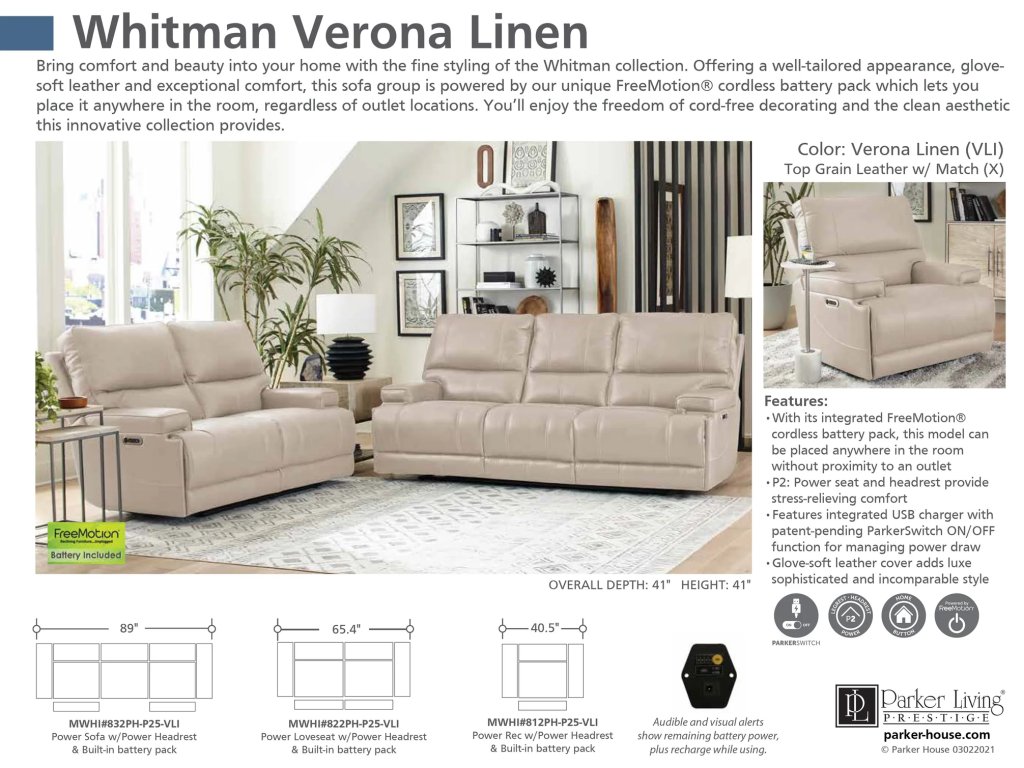 Verona Linen - Powered By Freemotion Power Reclining Collection - image 3
