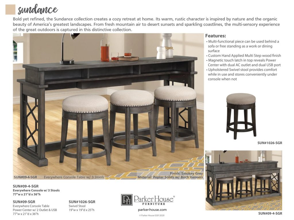 Smokey Grey Everywhere Console With 3 Stools - image 3