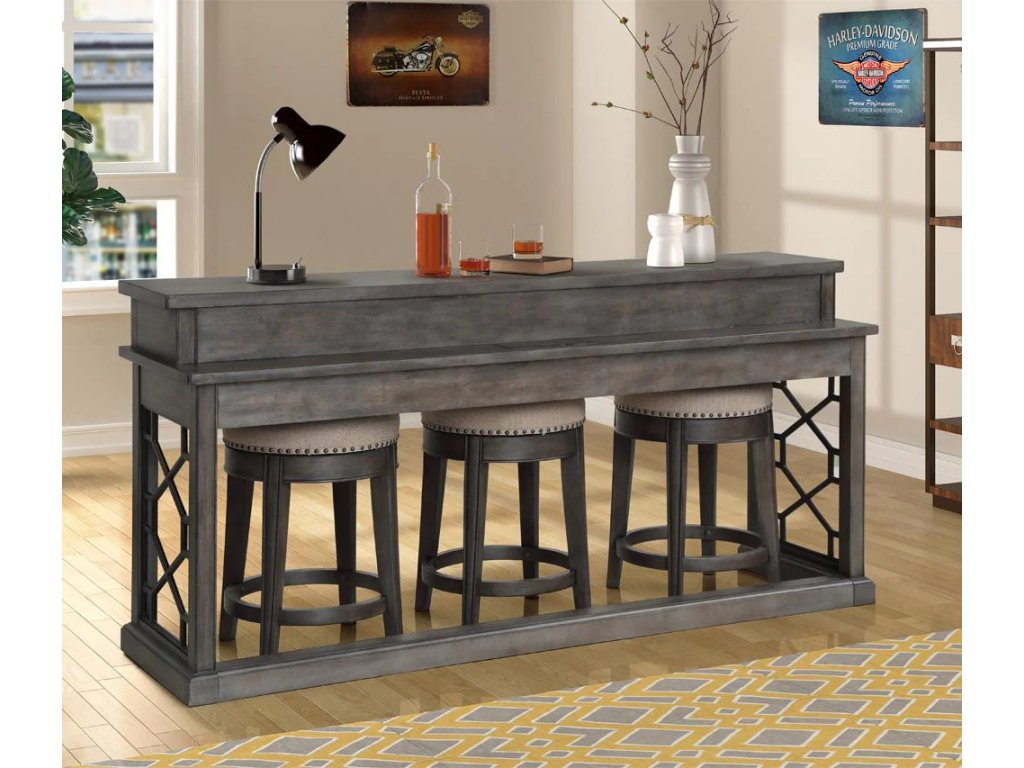 Smokey Grey Everywhere Console With 3 Stools - image 1
