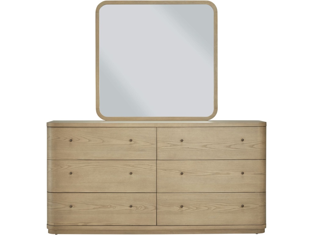 Penny Beveled Glass Wall or Dresser Mirror in Buff Cream - image 3