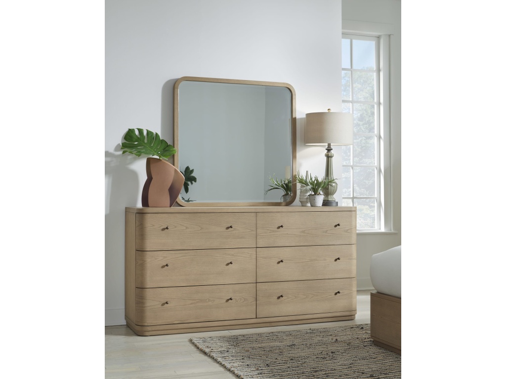 Penny Beveled Glass Wall or Dresser Mirror in Buff Cream - image 1