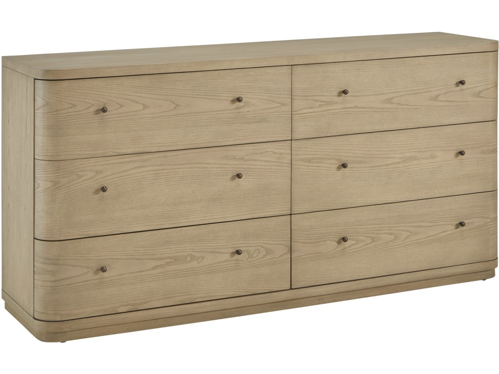 Penny Six Drawer White Ash Dresser in Buff Cream - image 2