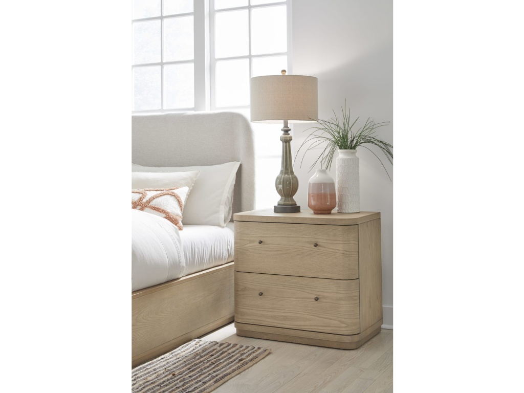 Penny Two Drawer White Ash Nightstand in Buff Cream - main image