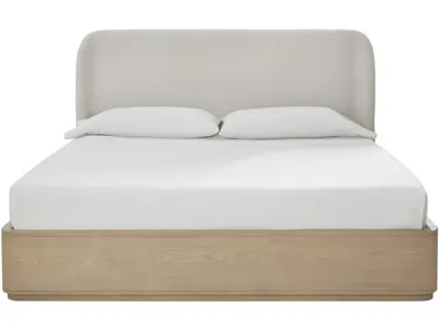 Penny Upholstered Platform Bed in Buff Cream Ash and Oatmeal Linen - Alternative View
