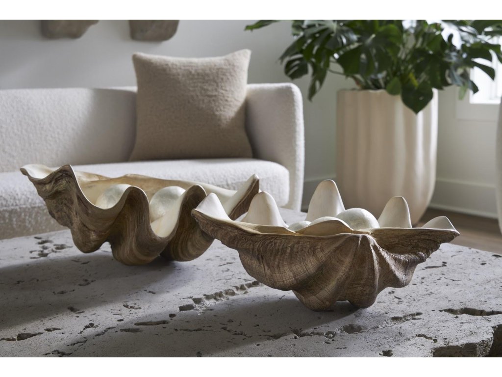 Cast Clam Shell Bowl, Faux Finish, LG - image 5