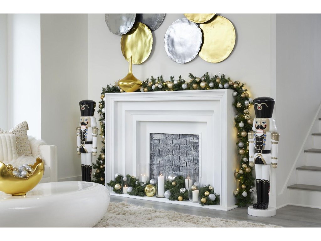 Nutcracker Soldier Sculpture 4ft, Black, White, and Gold - image 6