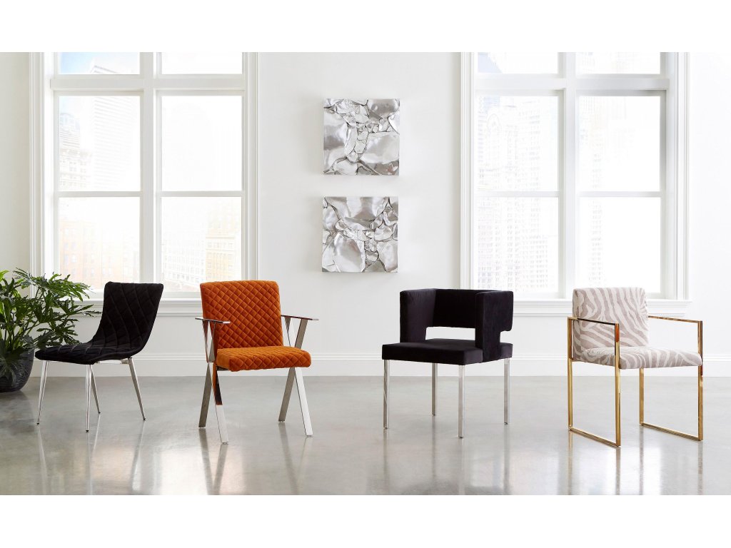 Allure Dining Chair, Quilted Orange, Stainless Steel Frame - image 8
