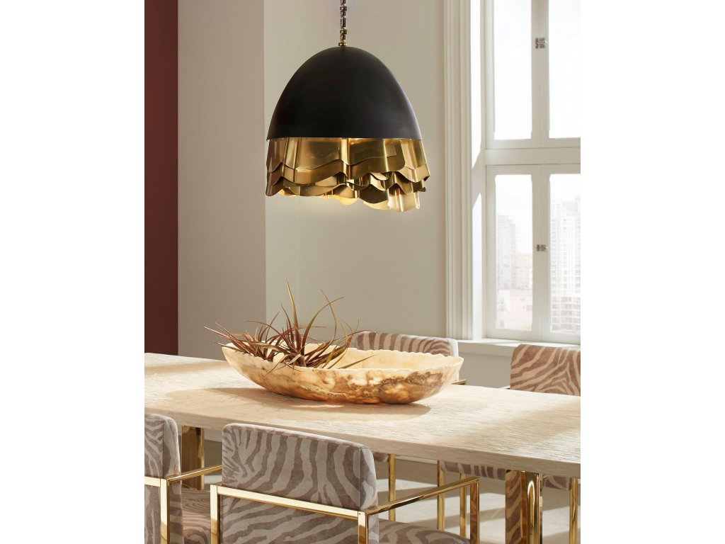 Ruffle Chandelier, Black/Brass - image 4