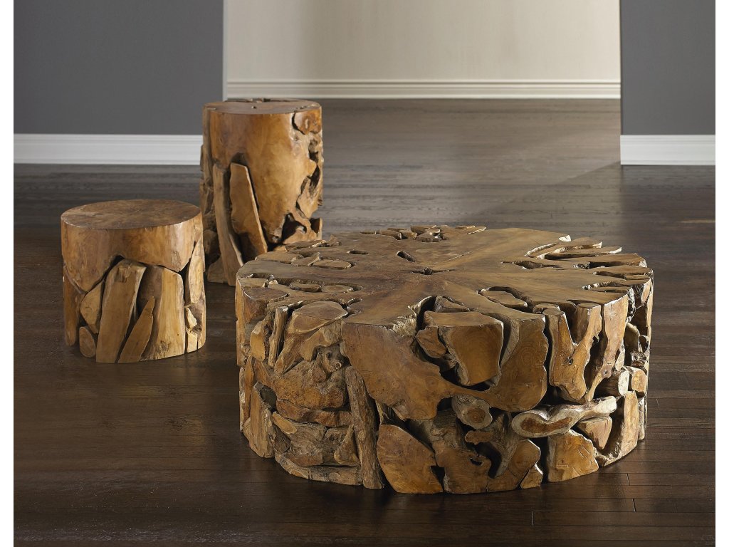 Teak Chunk Coffee Table, Round - image 3
