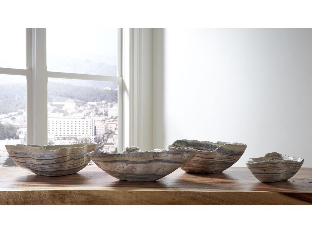 Cast Gray Onyx Bowl, Faux Finish, Large - image 4