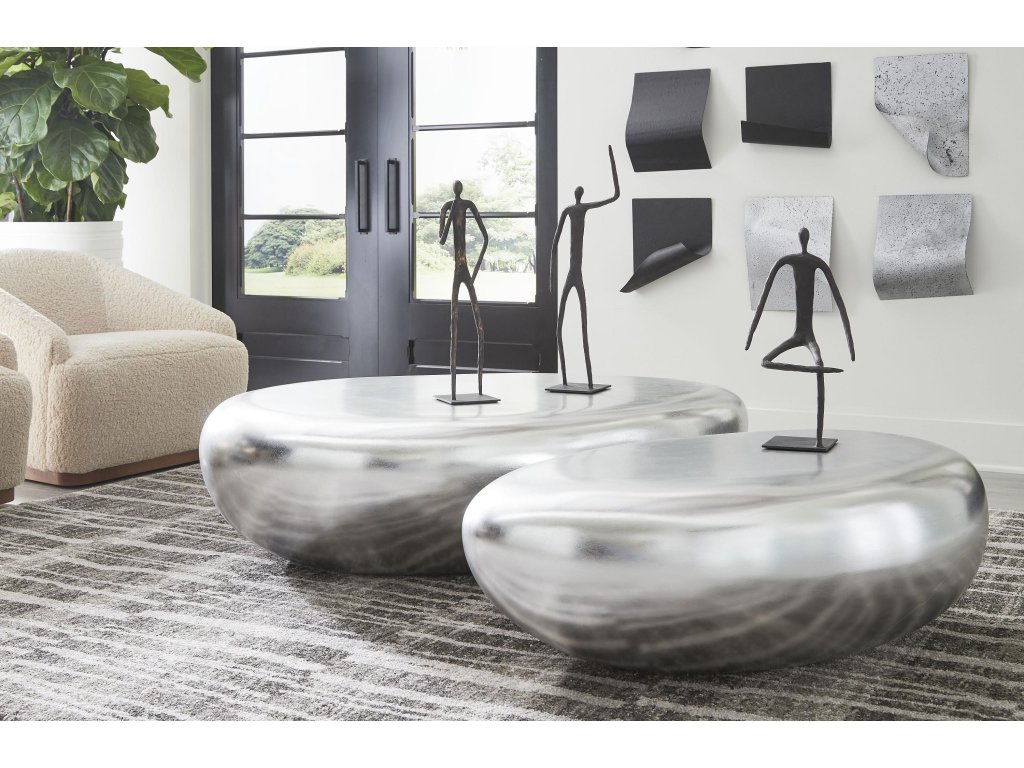 River Stone Coffee Table, Silver Leaf, Small - image 3