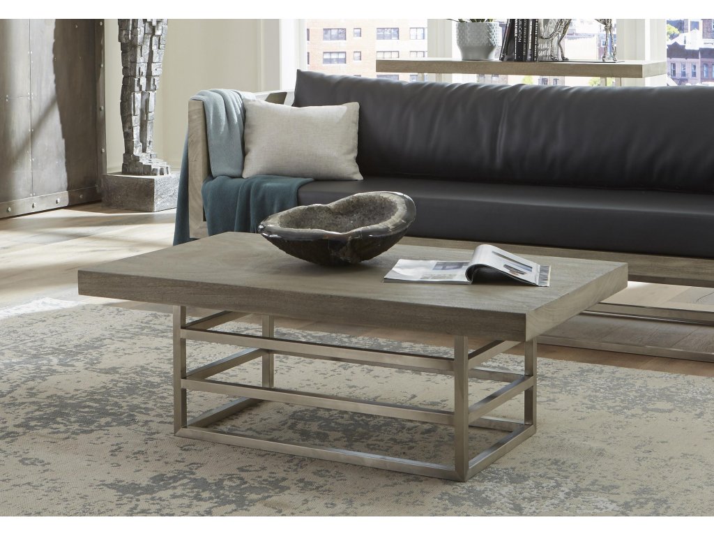 Ladder Coffee Table, Suar Wood, Gray/Silver Finish - image 3