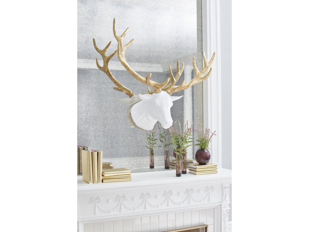 Stag Deer Head, White, Gold Leaf - image 5
