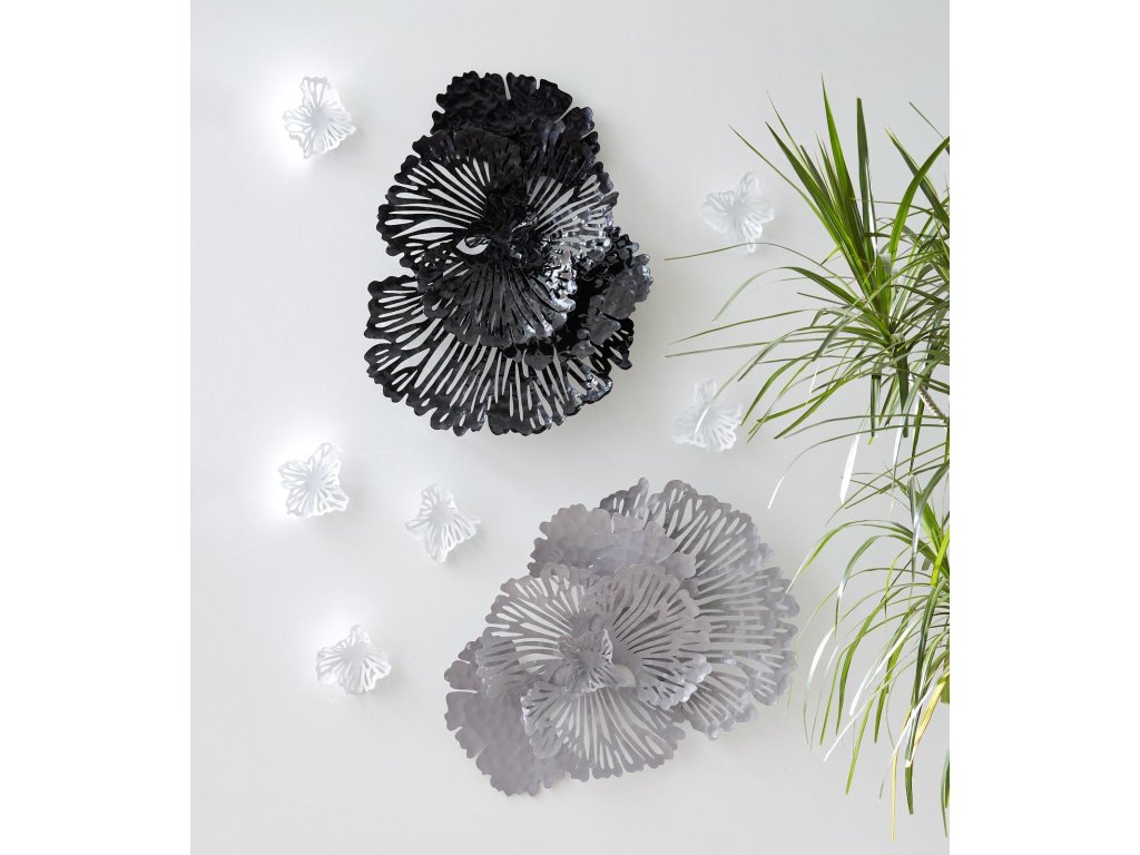 Flower Wall Art, Small, Gray, Metal - image 4
