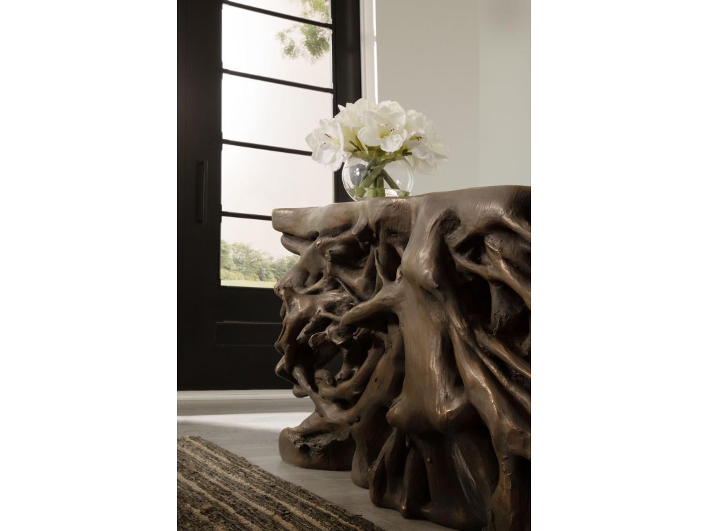 Square Root Console Table, Resin, Antique Bronze Finish - image 3