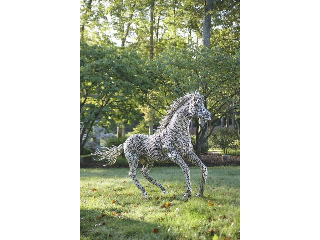 Horse Pipe Sculpture, Galloping, Stainless Steel - image 3