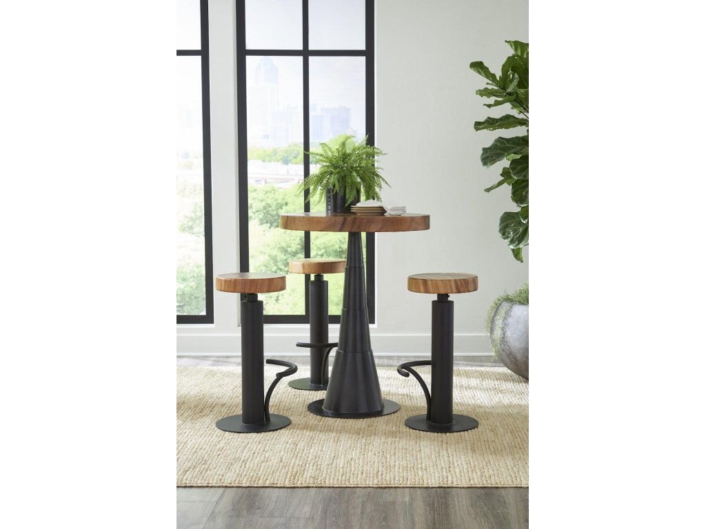 Black Iron Bar Stool, Swivel Seat, Natural - image 4