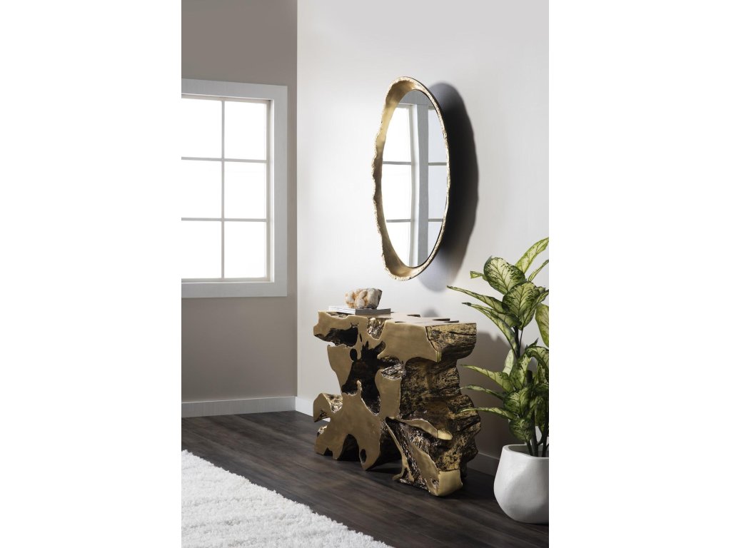 Broken Egg Mirror, Black and Gold Leaf - image 4