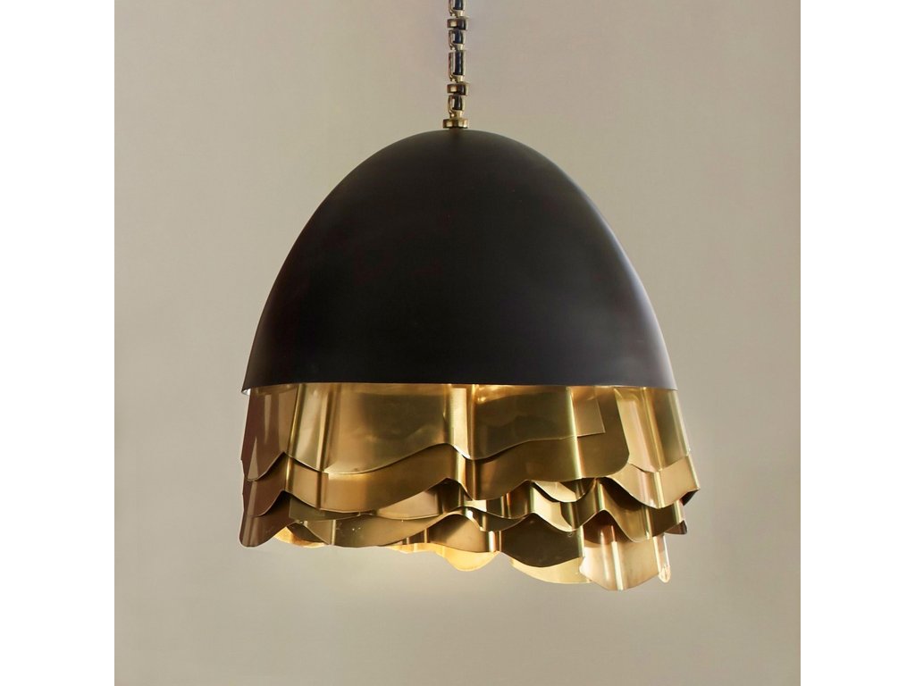 Ruffle Chandelier, Black/Brass - image 5