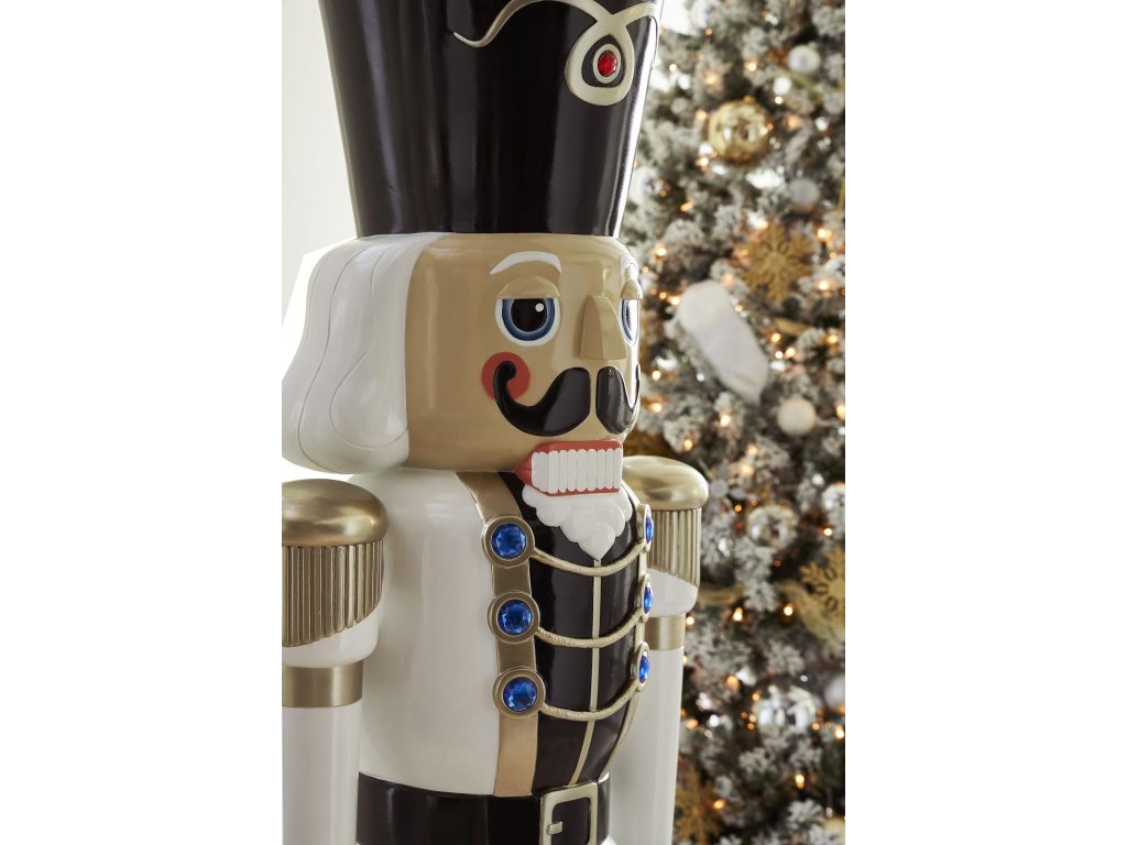 Nutcracker Soldier Sculpture 6ft, Black, White, and Gold - image 8