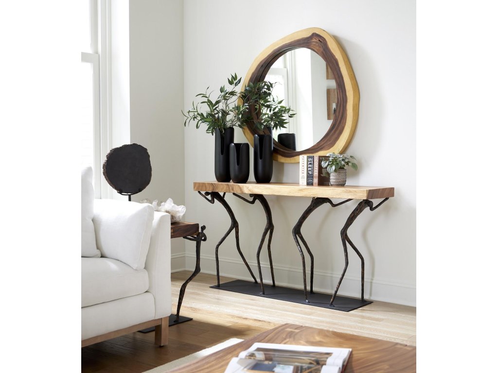 Atlas Console Table, Chamcha Wood, Natural, Metal - image 6