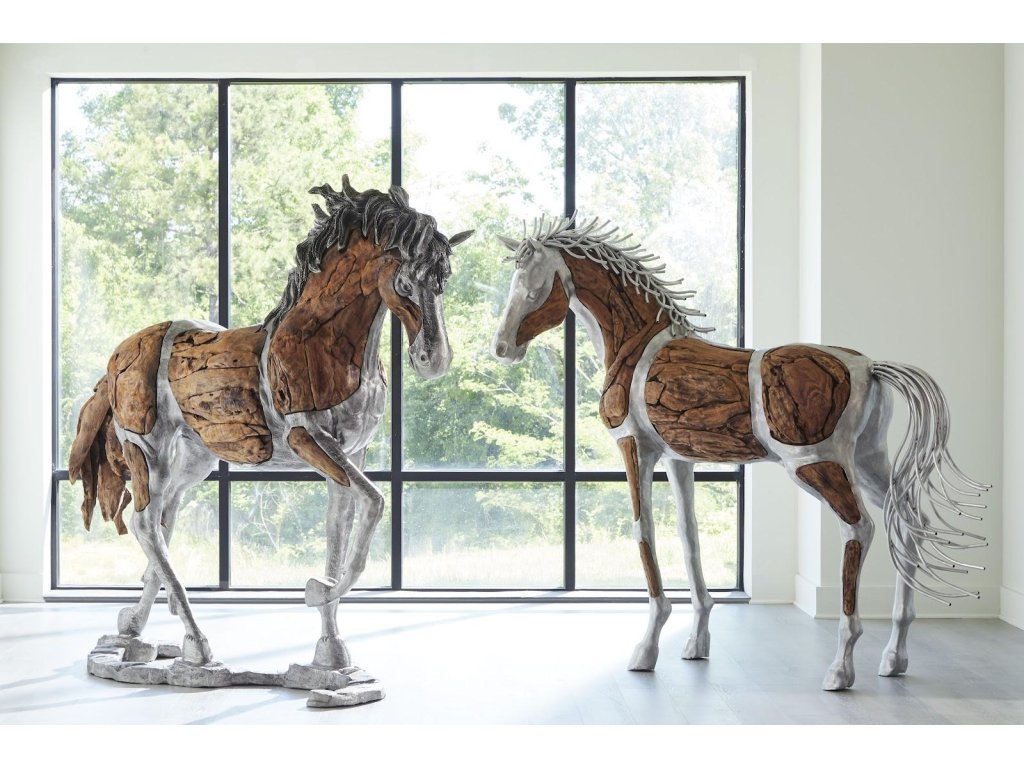 Mustang Horse Woodland Sculpture, Standing - image 3
