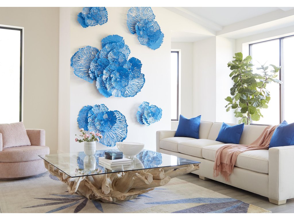 Flower Wall Art, Medium, Blue, Metal - image 4