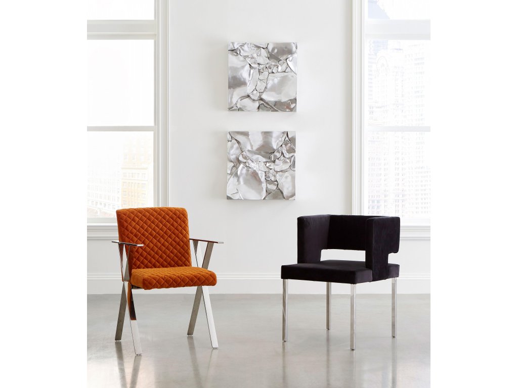 Allure Dining Chair, Quilted Orange, Stainless Steel Frame - image 7