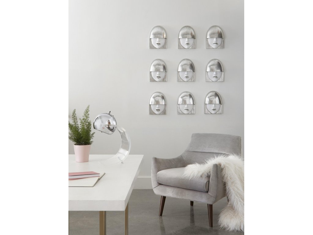 Fashion Faces Wall Art, Small, White and Silver Leaf, Set of 3 - image 7