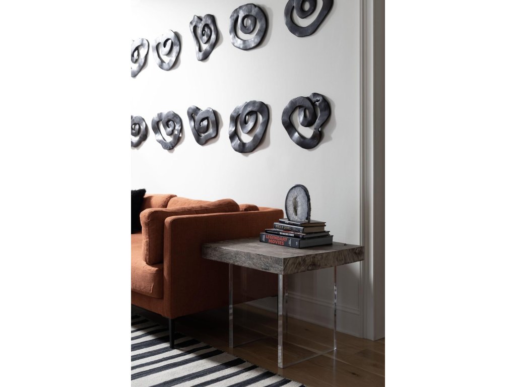 Floating Side Table, Gray Stone, Acrylic Legs - image 5