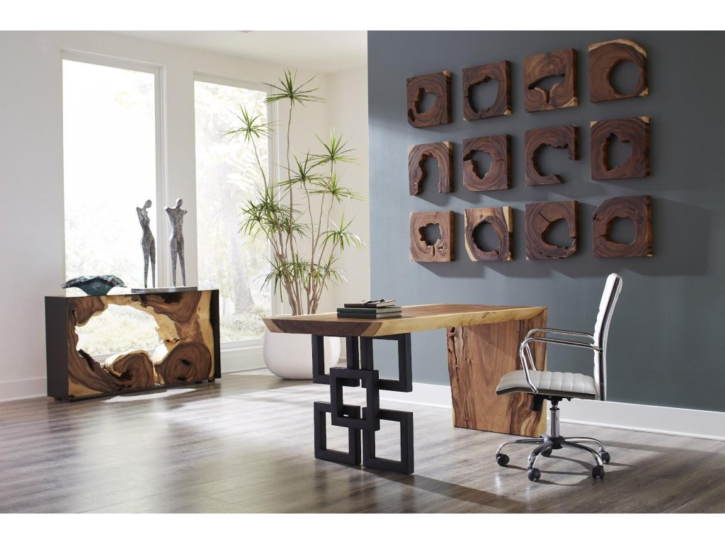 Waterfall Desk, Natural, Satin Black Overlap Leg - image 4