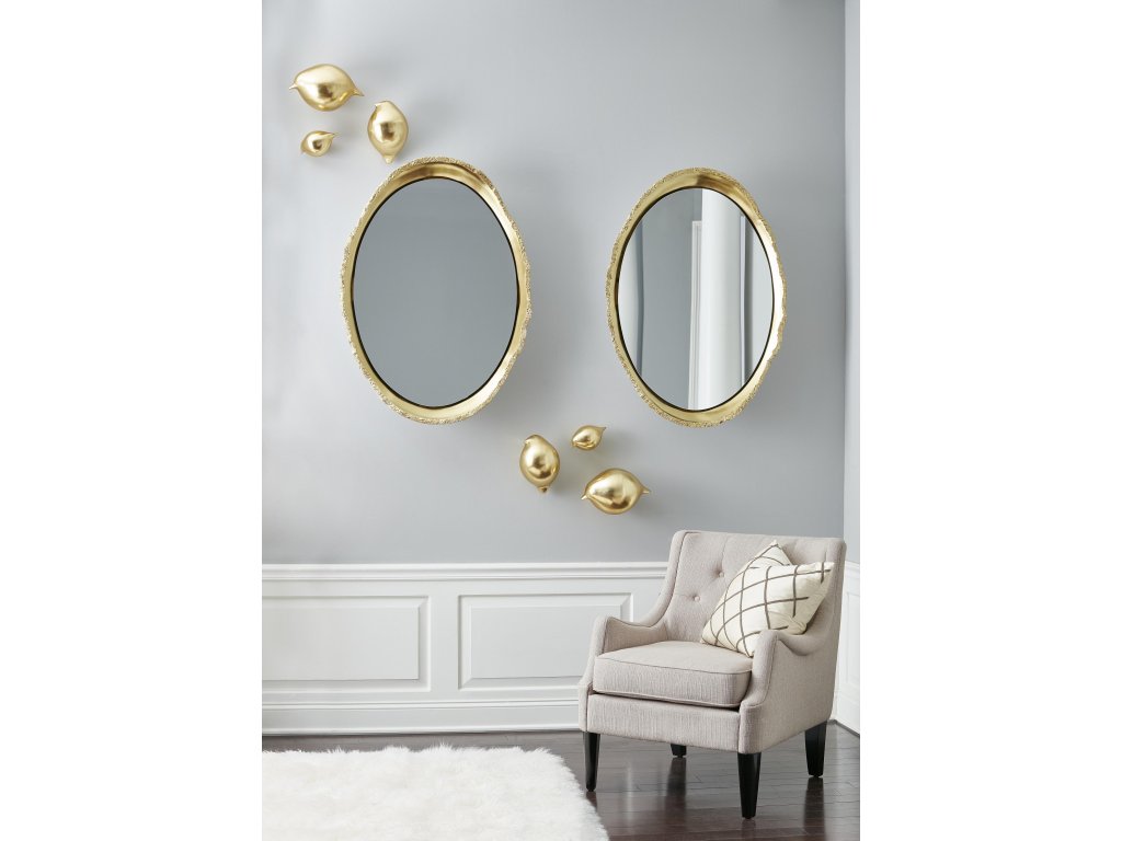Broken Egg Mirror, White and Gold Leaf - image 3