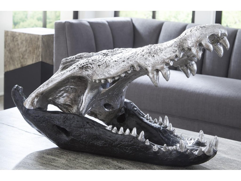 Crocodile Skull, Black/Silver Leaf - image 5