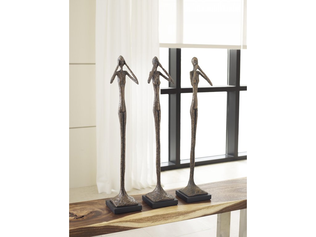 See No Evil Slender Sculpture, Small, Resin, Bronze Finish - image 2