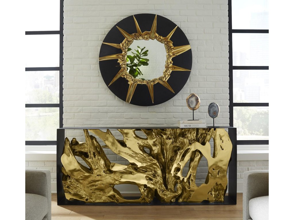 Cast Root Metal Framed Console Table, Resin, Gold Leaf, LG - image 5