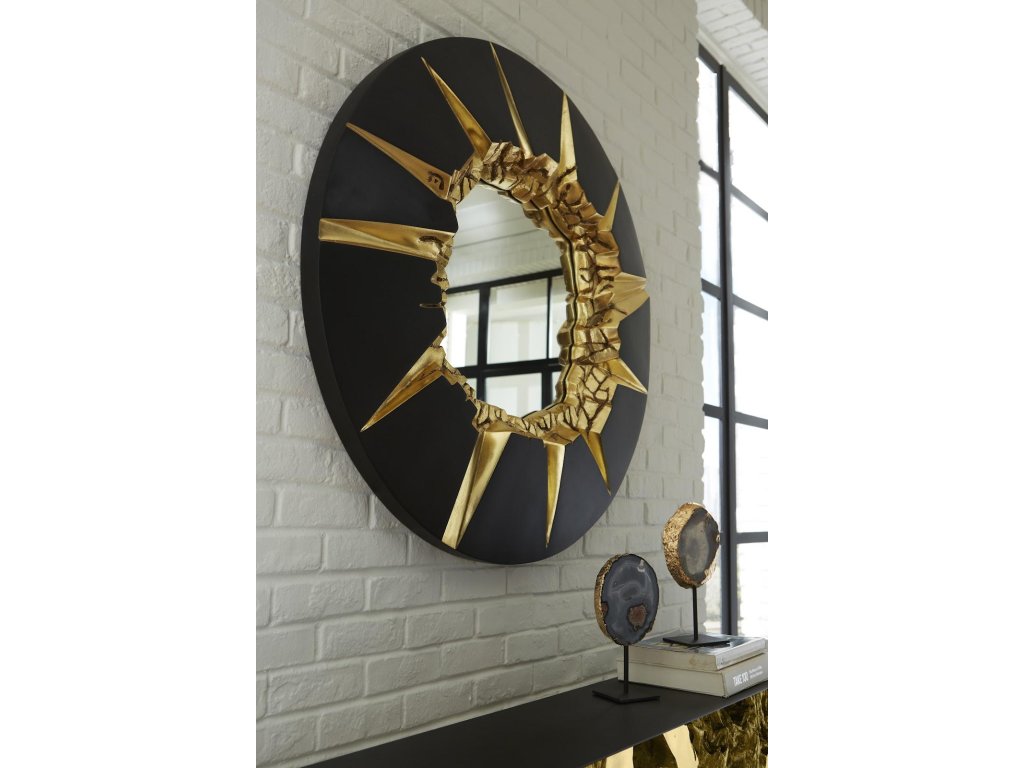 Circular Cracked Mirror, Black & Gold - image 4
